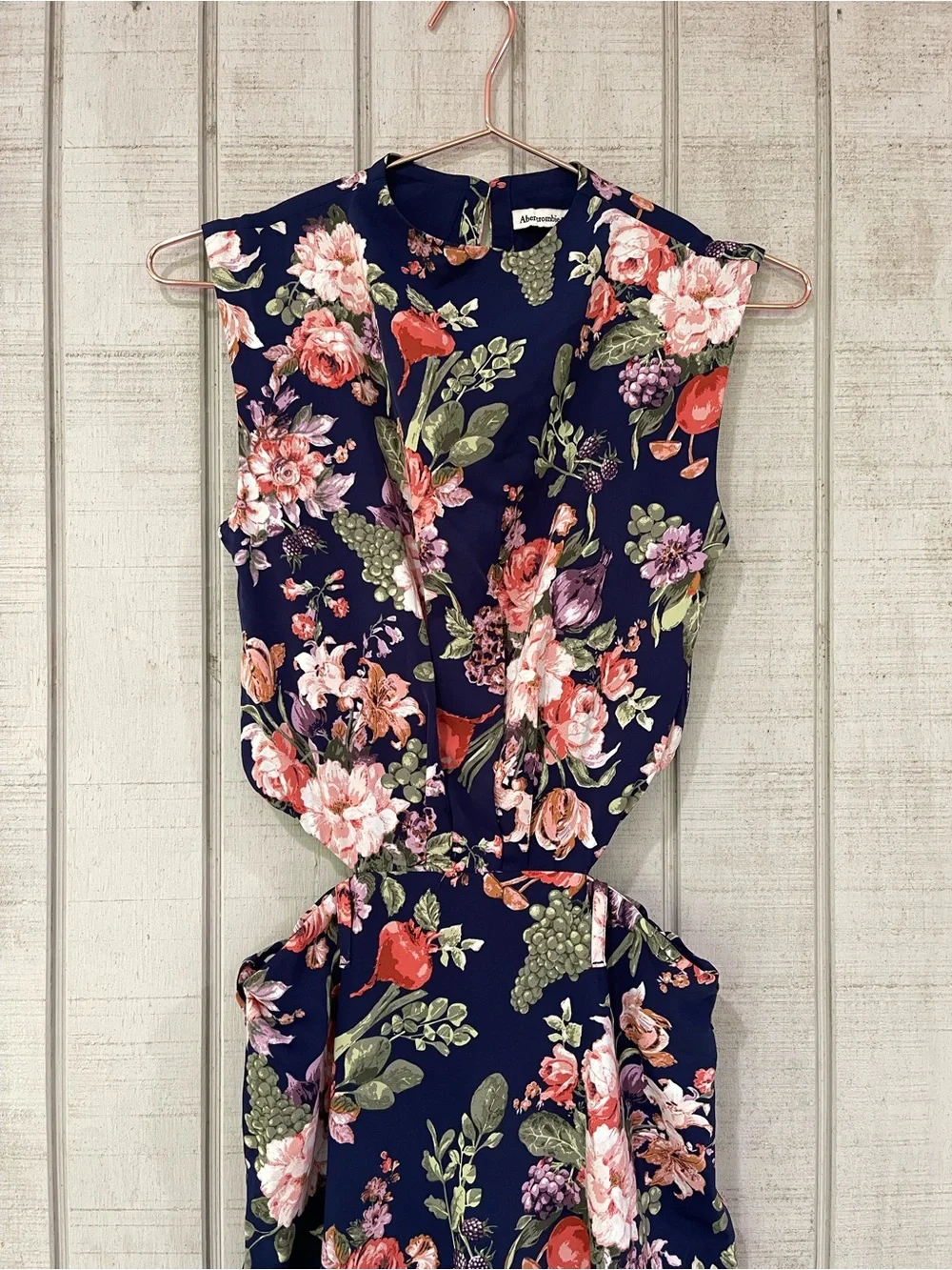 Abercrombie Fitch Navy Floral Side Cutout Maxi Dress XS Wedding Guest